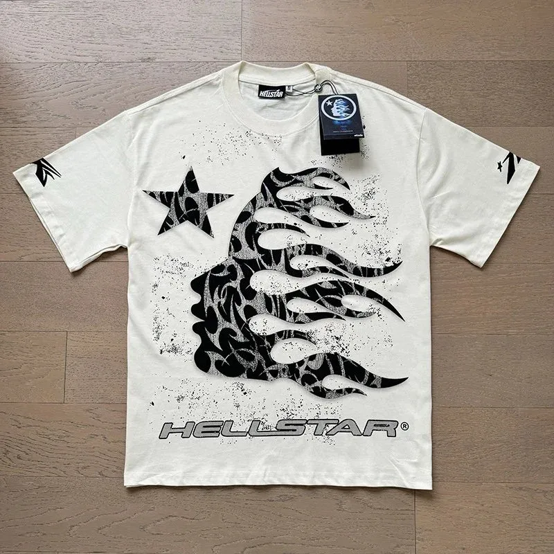 Hellstar Hellstar Studios Flame Star T-Shirt White White - 1