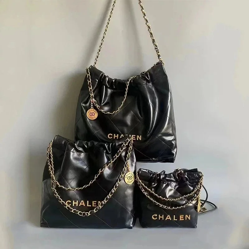 Chanel Chanel Black and Gold Large Drawstring Bag Black