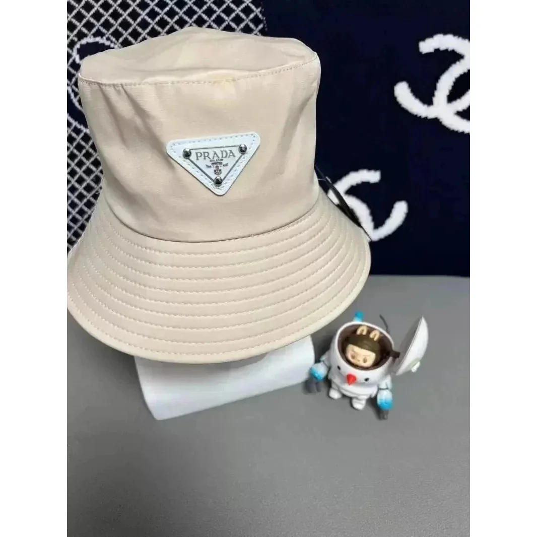 Prada Prada Beige Bucket Hat with Triangle Logo Headwear Beige - 1