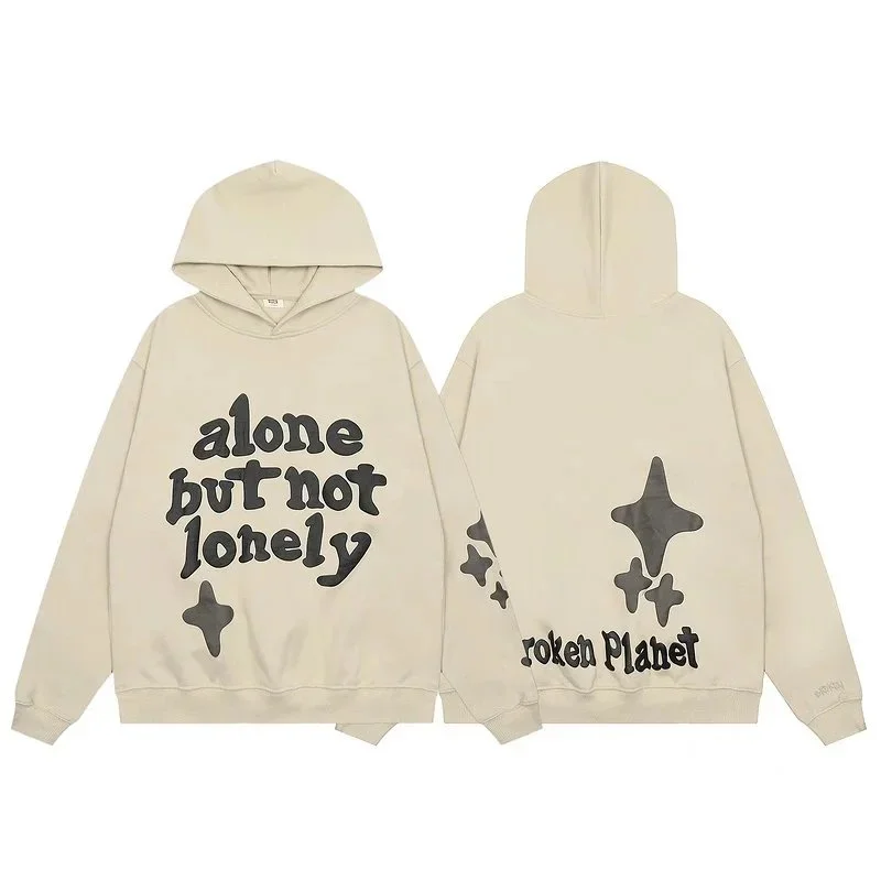 Other Unisex Hoodie 'Alone But Not Lonely' 37 Beige Beige - 1