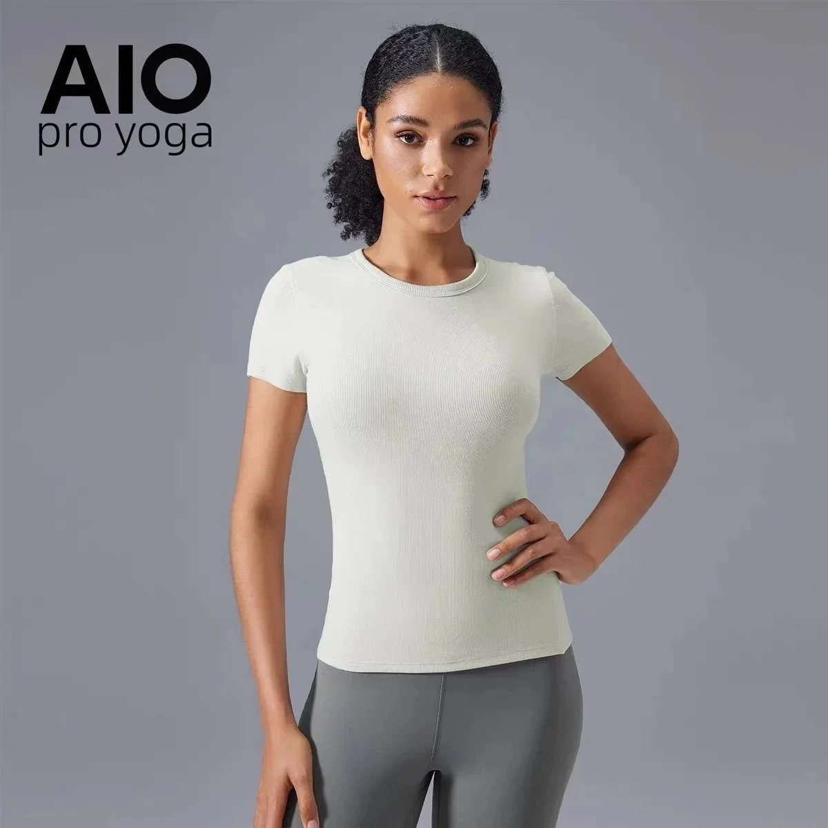 AIO pro yoga AIO pro yoga Bone White Ribbed T-Shirt White - 1