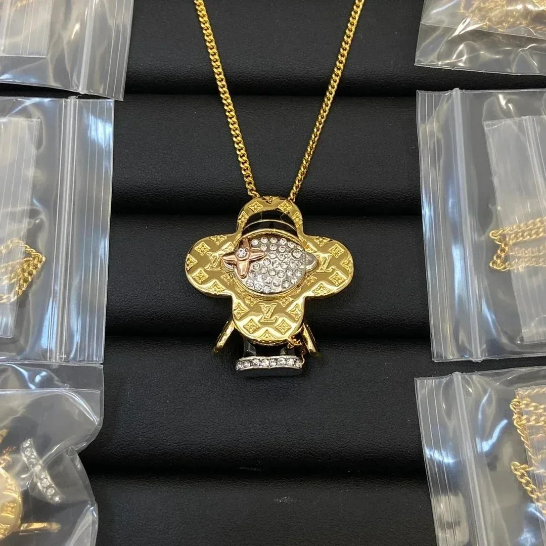 Louis Vuitton Louis Vuitton Monogram Gold Crystal Pendant Necklace Gold