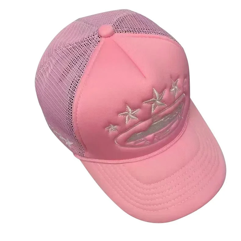 Other Pink Embroidered Star Trucker Hat Headwear Pink - 1