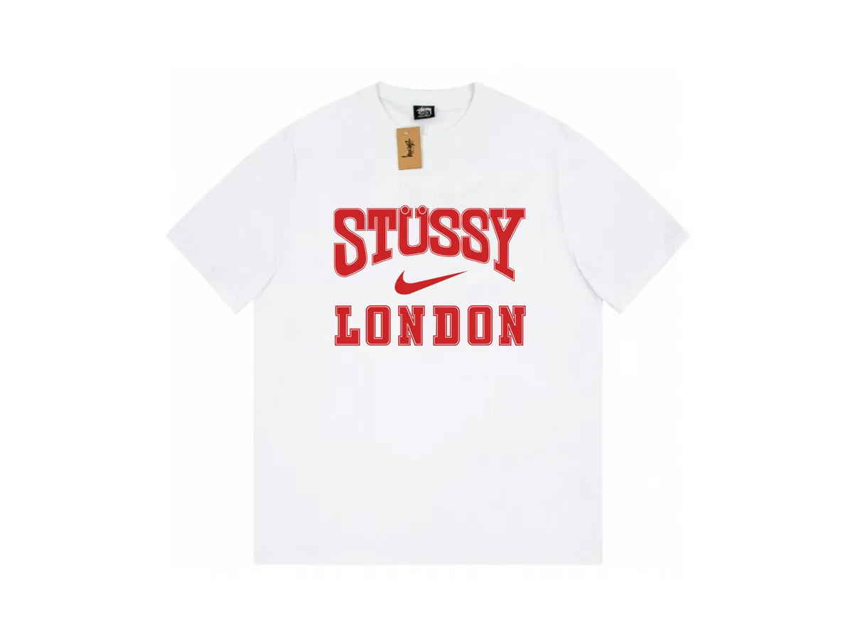 Stussy Stüssy London White T-Shirt with Red Nike Logo White - 1