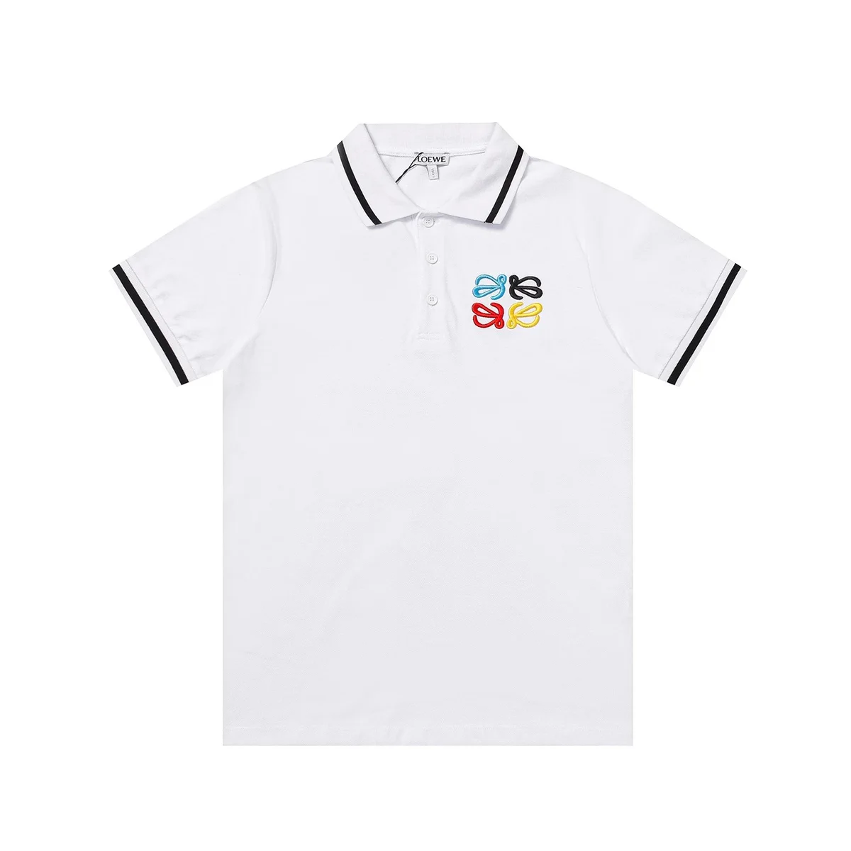 Loewe Loewe Anagram White/Black Trim Polo Shirt White