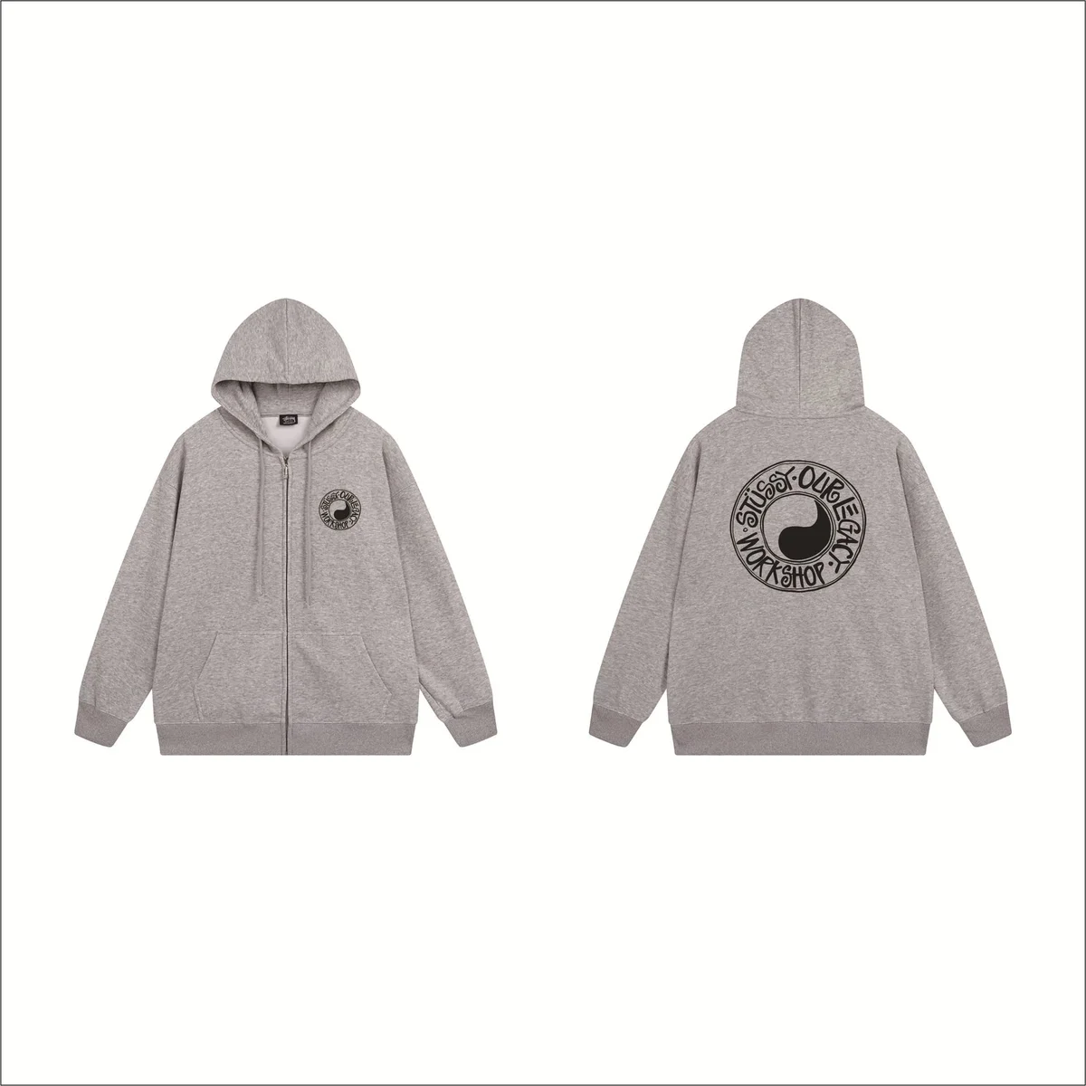 Stussy Stussy Workgear B743 Grey Zip-Up Hoodie Grey - 1