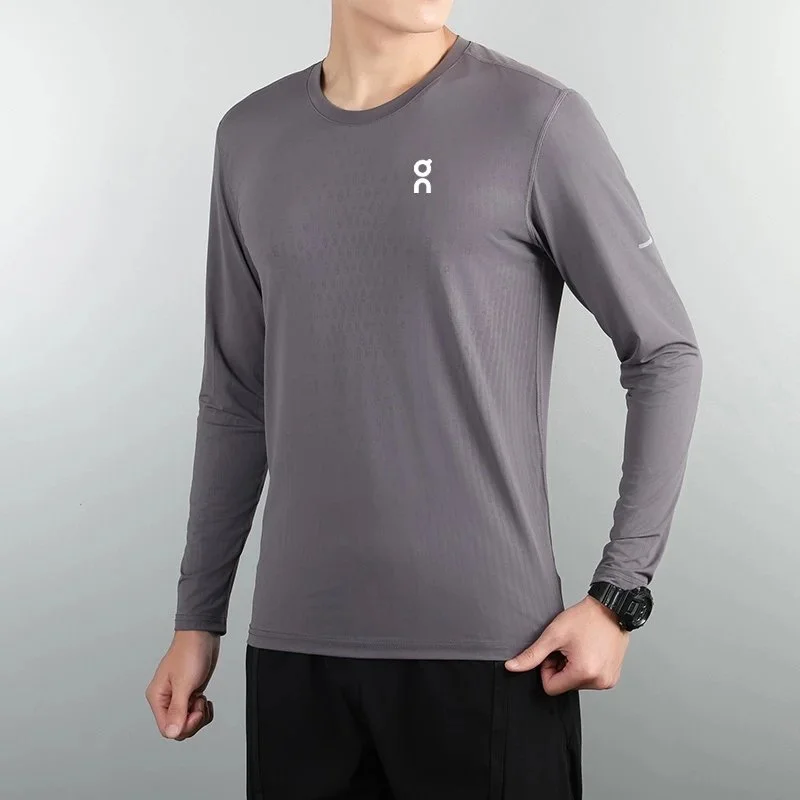 On Running On Grey Long Sleeve T-Shirt Men's Grey - 1
