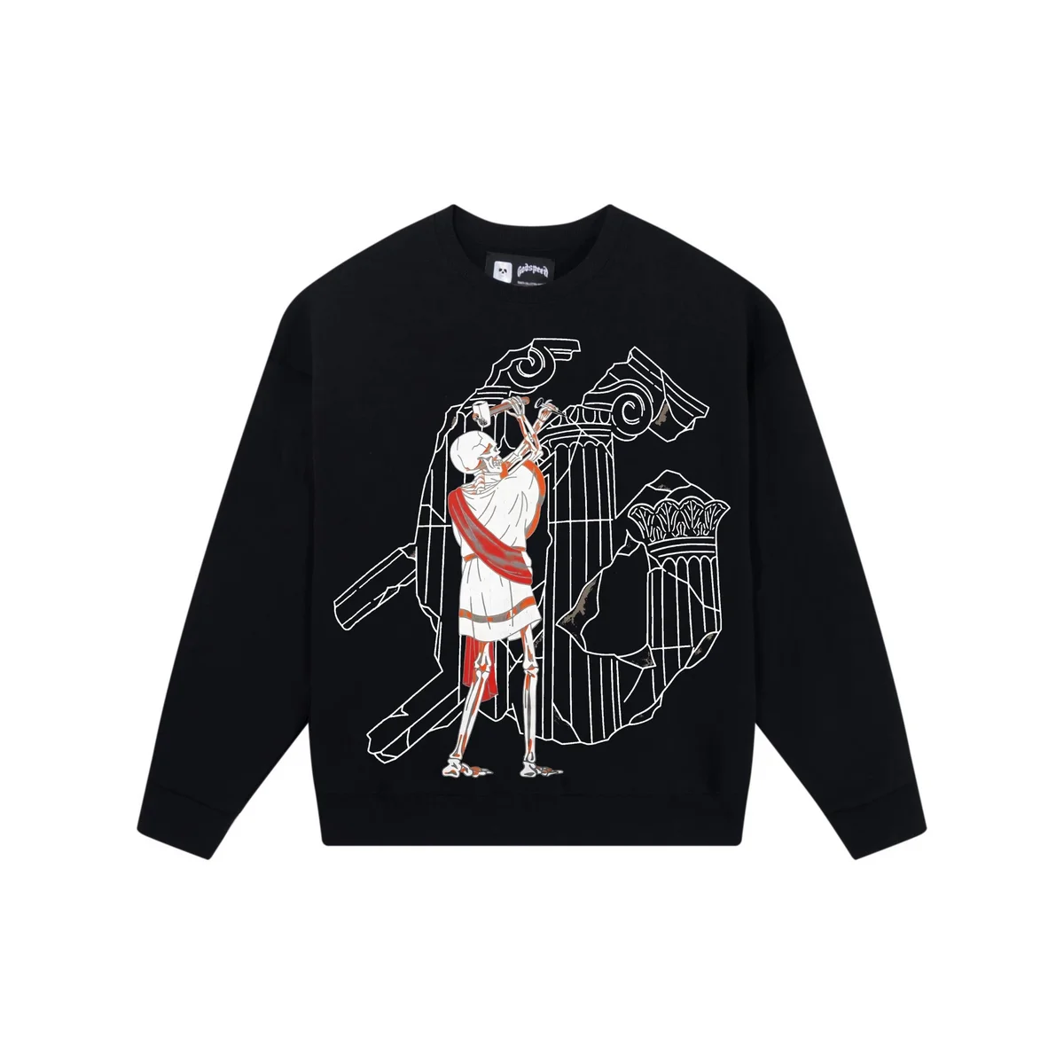 Other Black Skeleton Print Crewneck Sweatshirt Black - 1