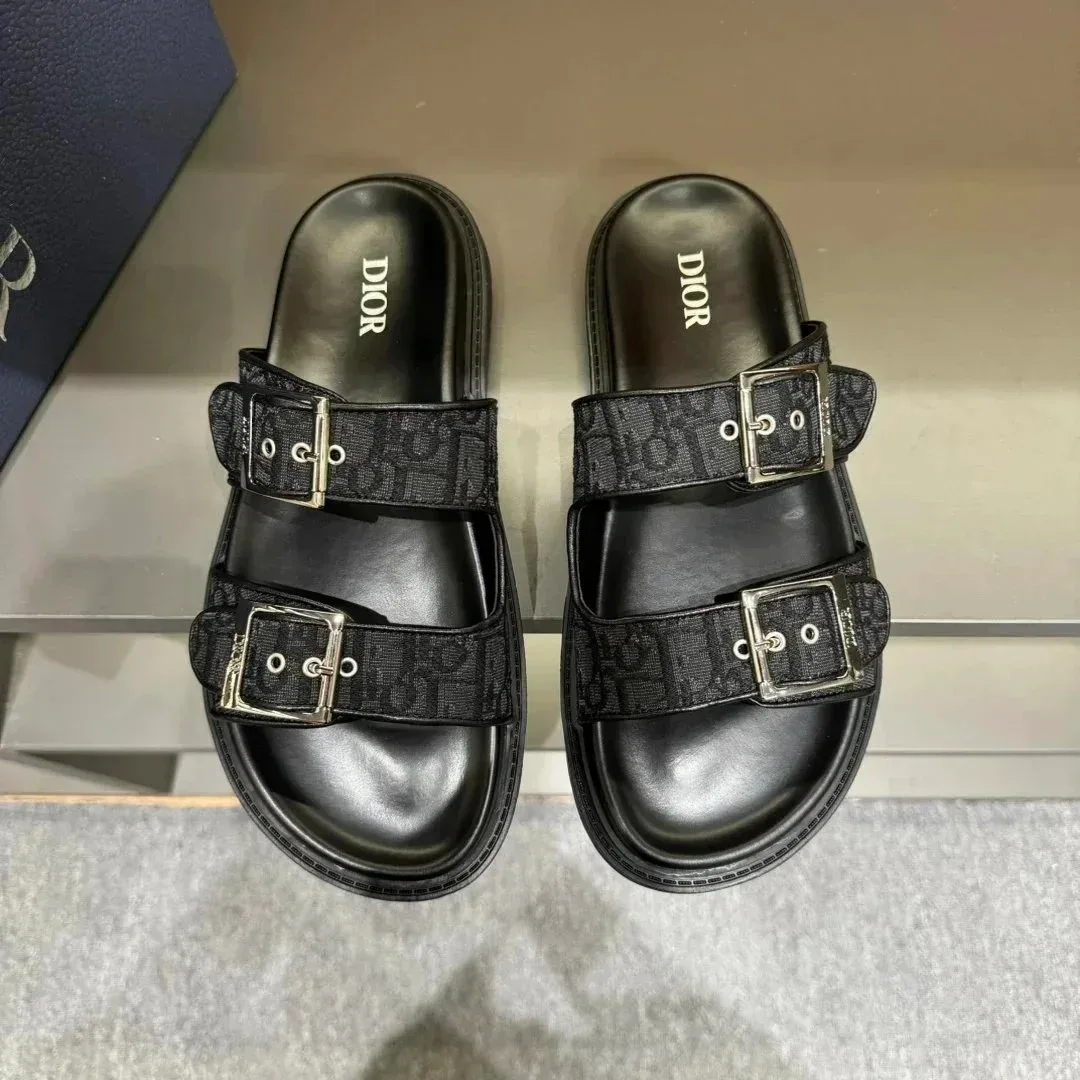 Dior Dior Dior Oblique Black Slide Sandals Black