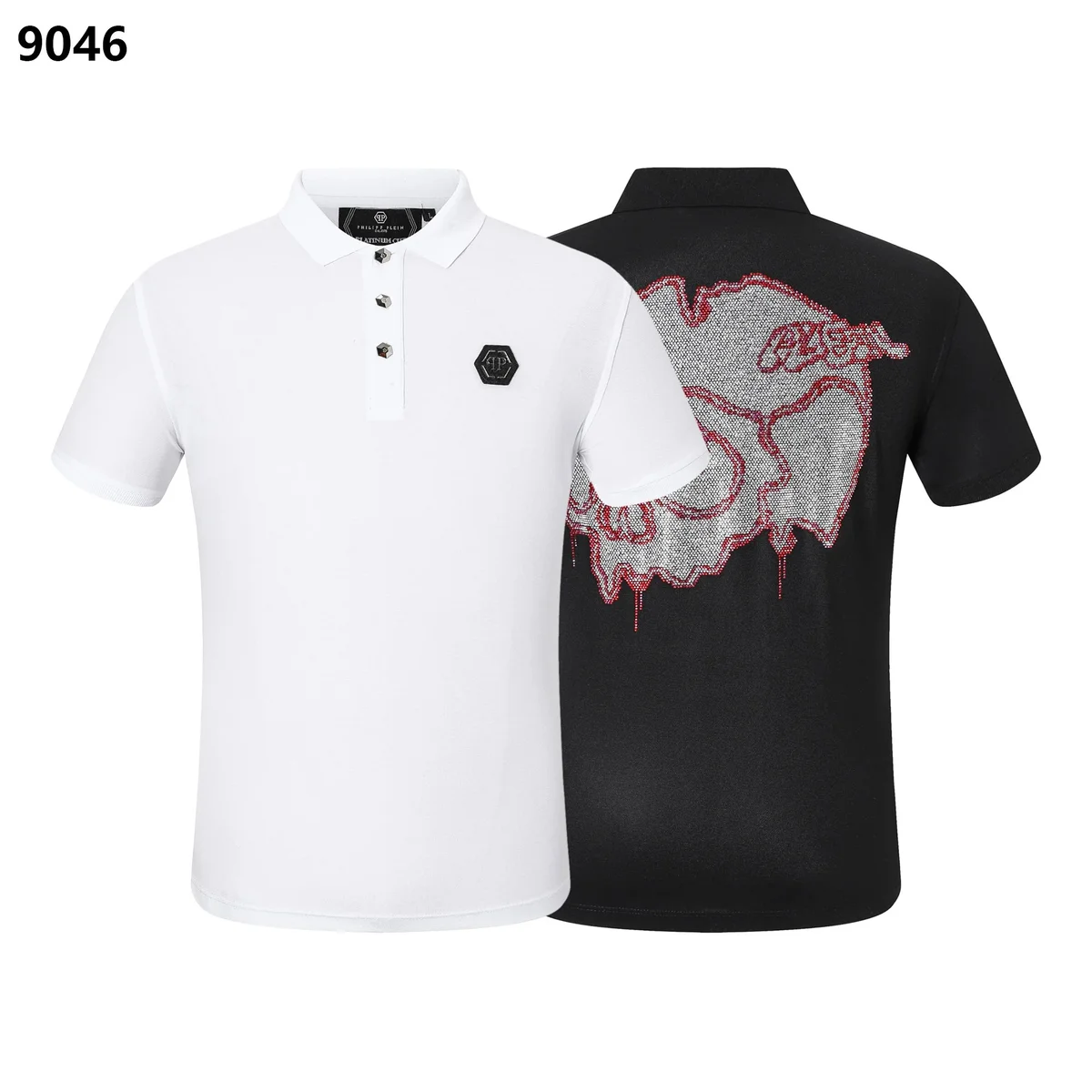 Philipp Plein Philipp Plein Skull Embellished Polo Shirt White/Black White - 1