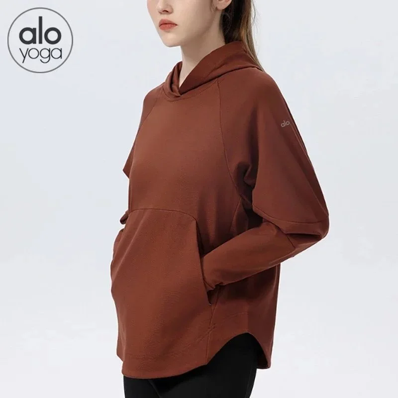 Alo Yoga Alo Yoga Tea Brown Hoodie Sweatshirt Brown - 1