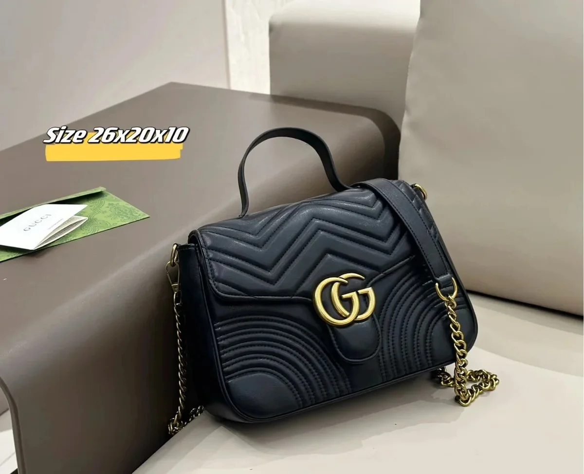 Gucci GG Marmont Black Gold Chain Bag