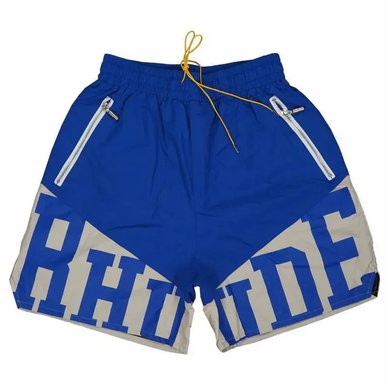 Rhude Rhude Rhecess Blue & Beige Shorts Blue - 1