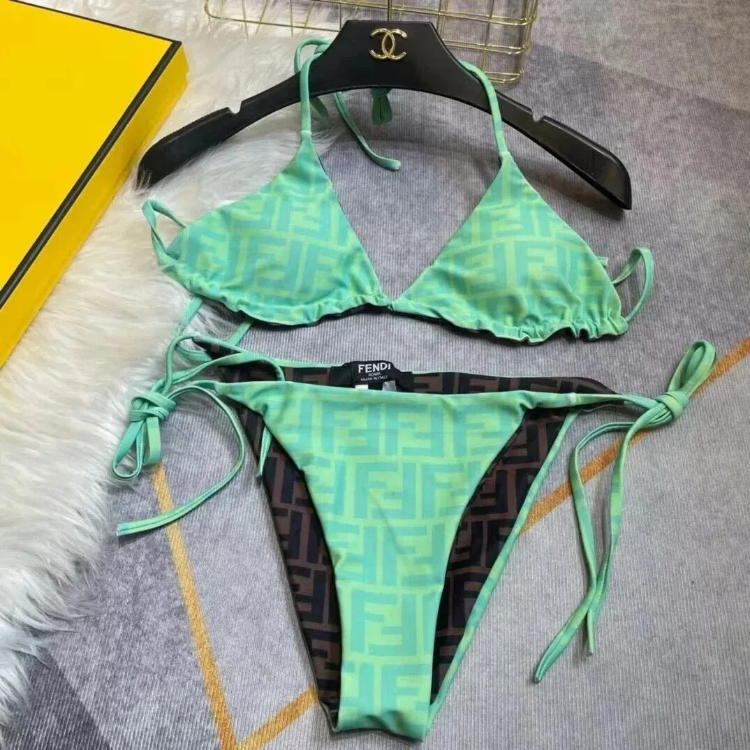 Fendi Fendi Iconic Mint Green FF Monogram Bikini Set Green