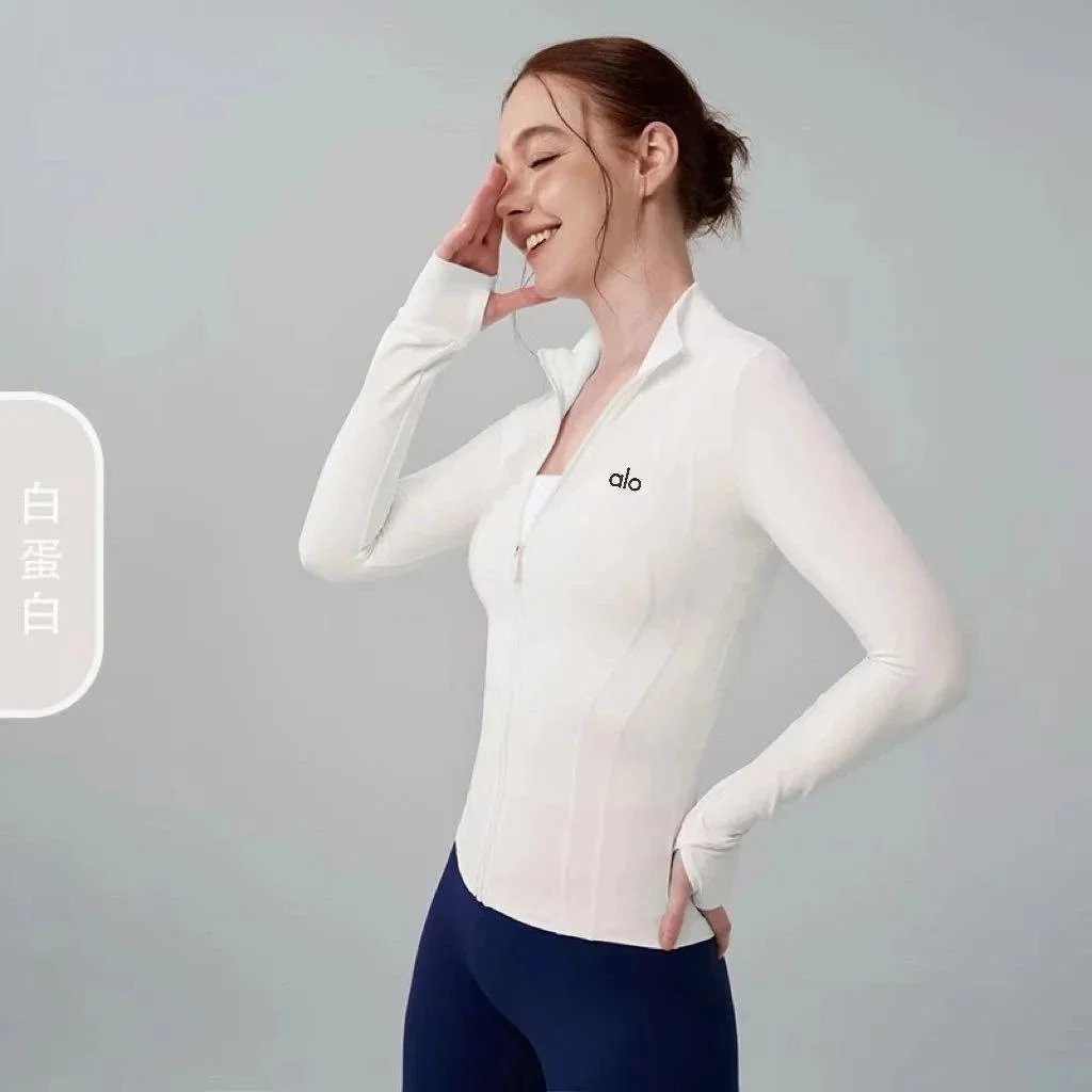 Alo Yoga Alo White Protein Zip-Up Top Athletic Wear White - 1