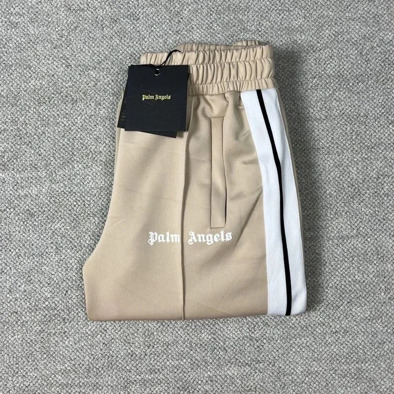 Palm Angels Palm Angels Track Beige/White Stripe Pants Beige - 1