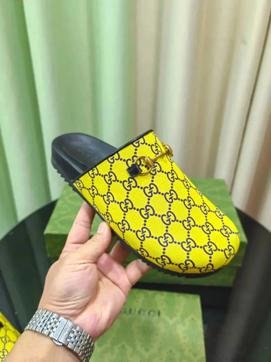 Gucci Gucci 1955 Horsebit Yellow GG Monogram Slipper Yellow