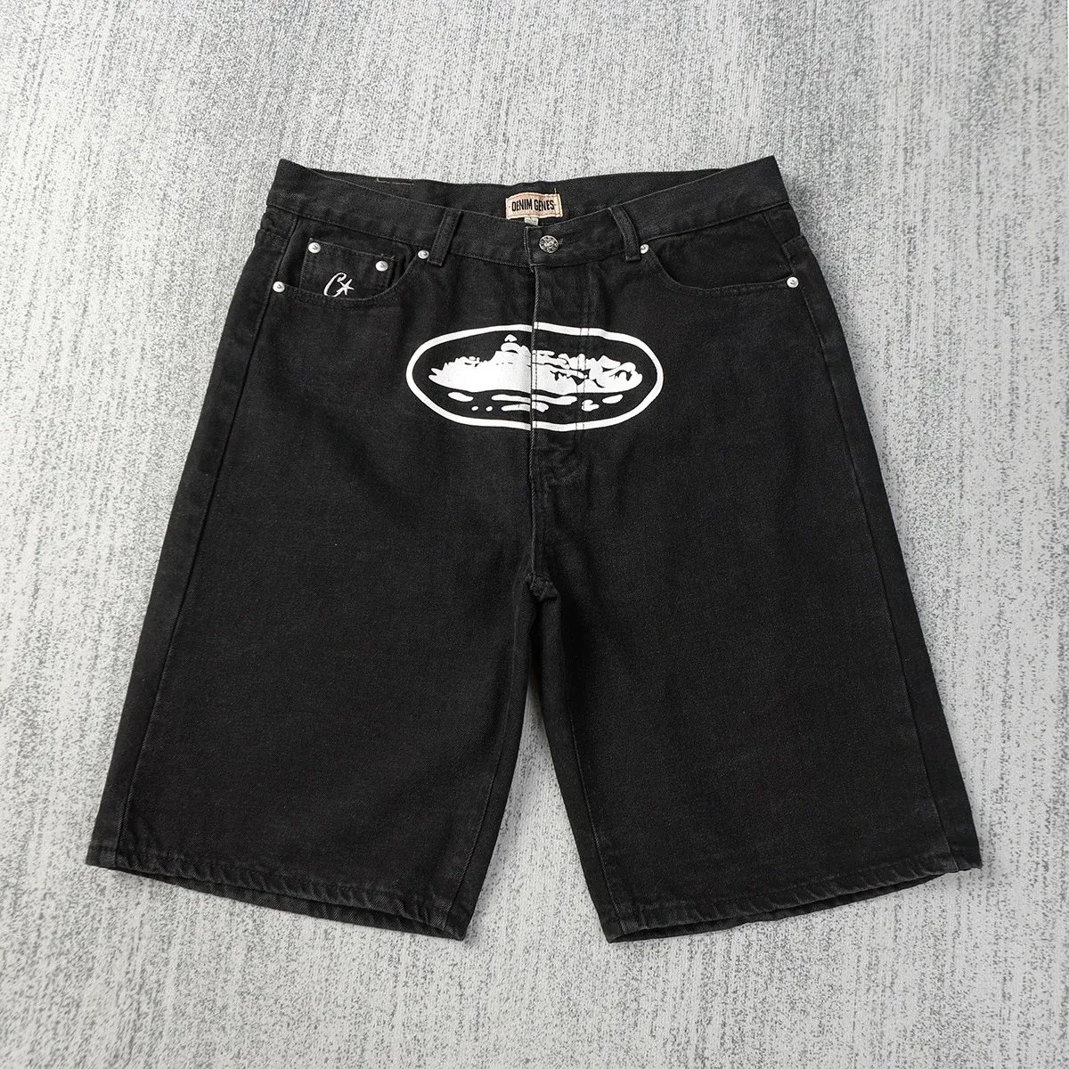 Other Black Crocodile Denim Shorts CR005 Black - 1