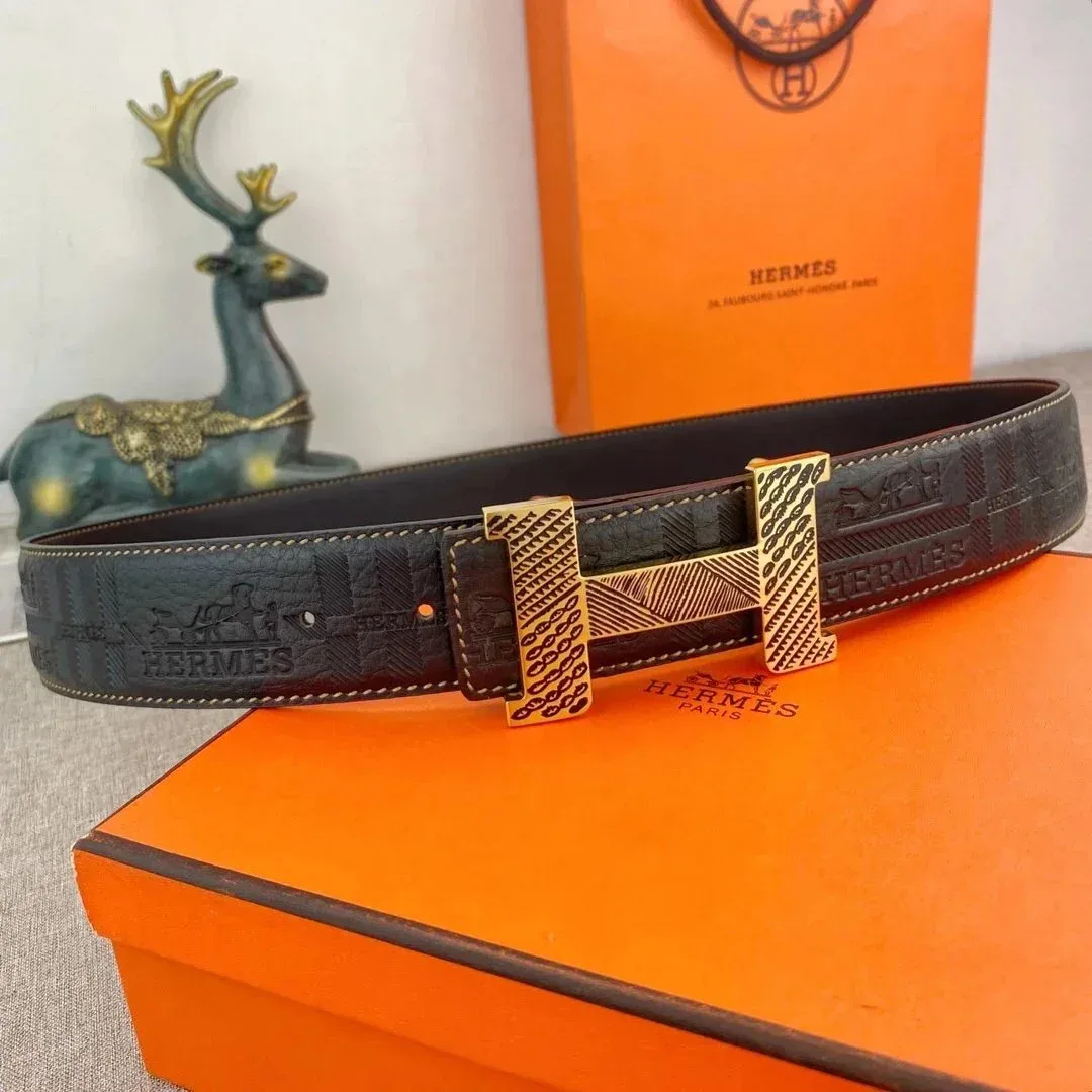 Hermès Hermès H Buckle Belt Dark Brown/Gold Brown
