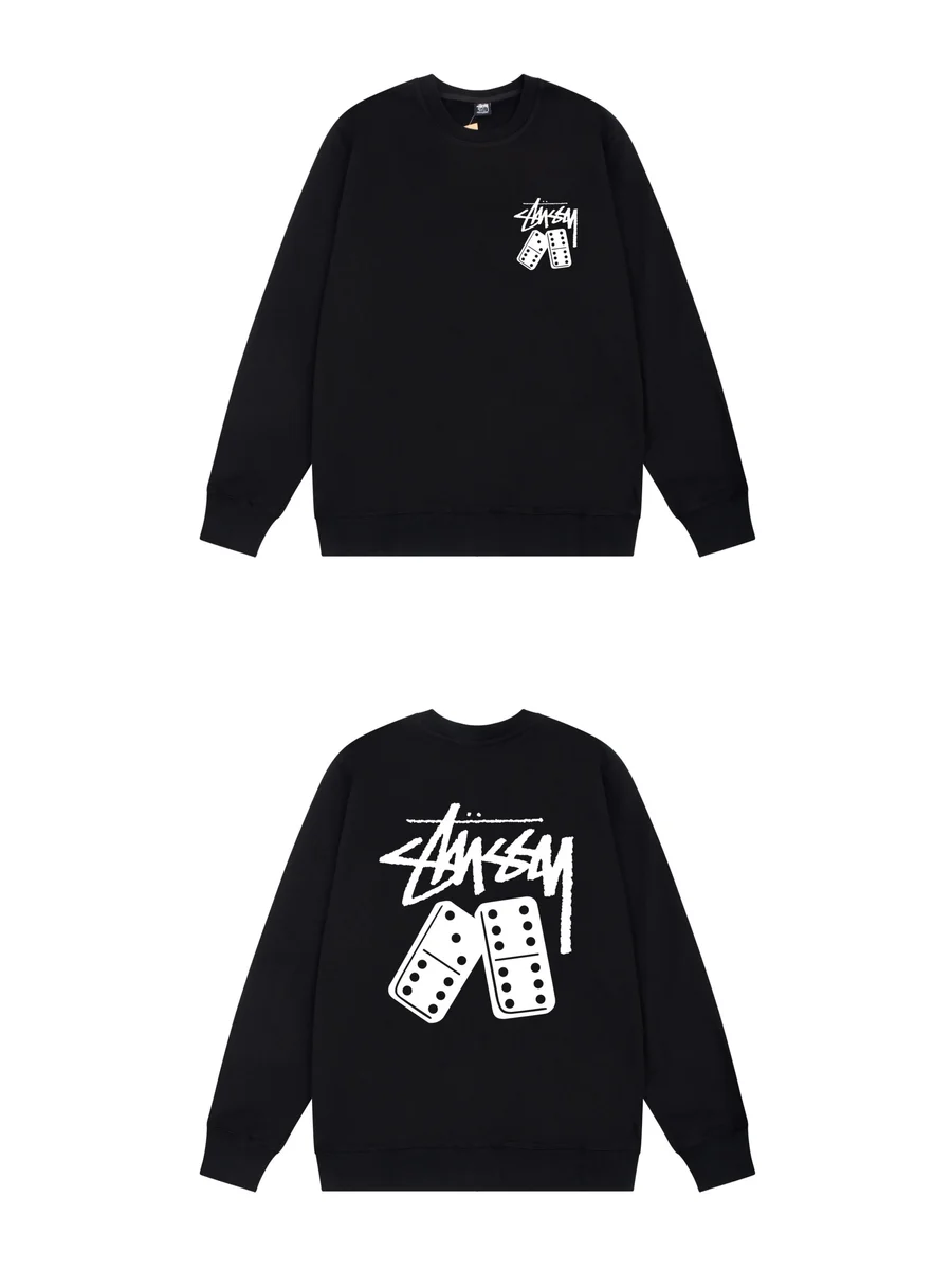 Stussy Stussy Stüssy Domino Print Crewneck Sweatshirt Black Black - 1