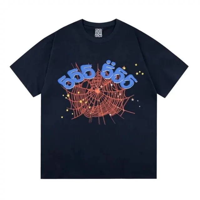 Other Unisex Navy '555 555' Spider Web T-Shirt Navy - 1