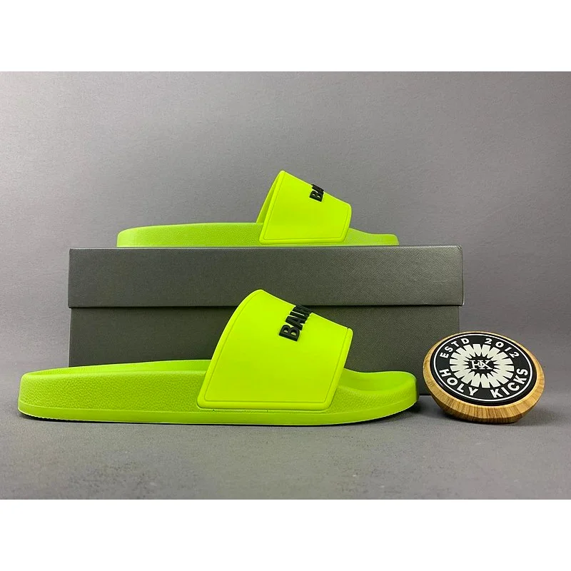 Balenciaga Balenciaga Neon Green Slide Sandals Green - 1