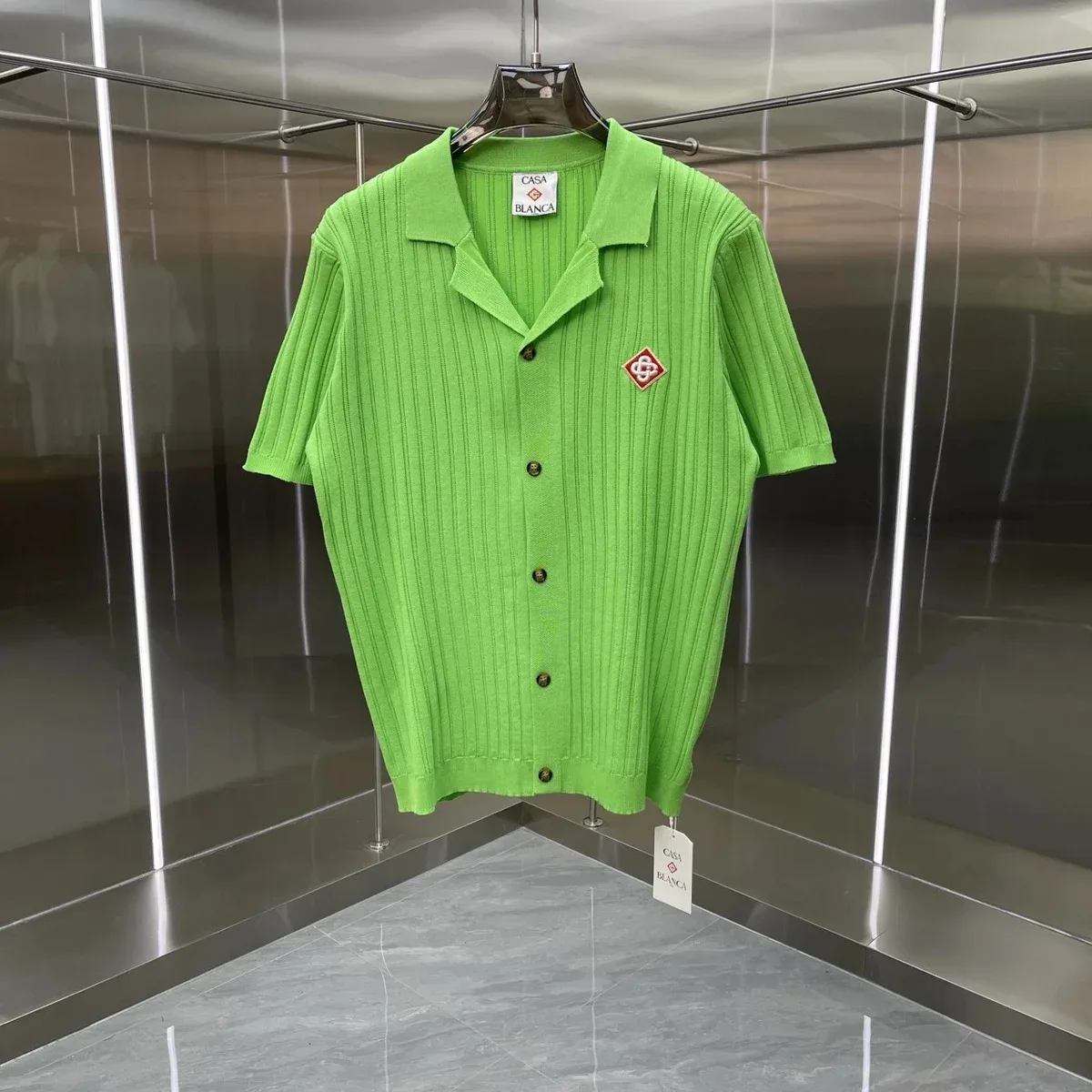 Casablanca Casa Blanca 125 Green Ribbed Polo Shirt Green - 1