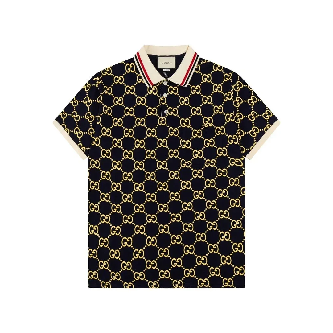 Gucci Gucci GG Supreme Navy/Gold Polo Shirt Navy