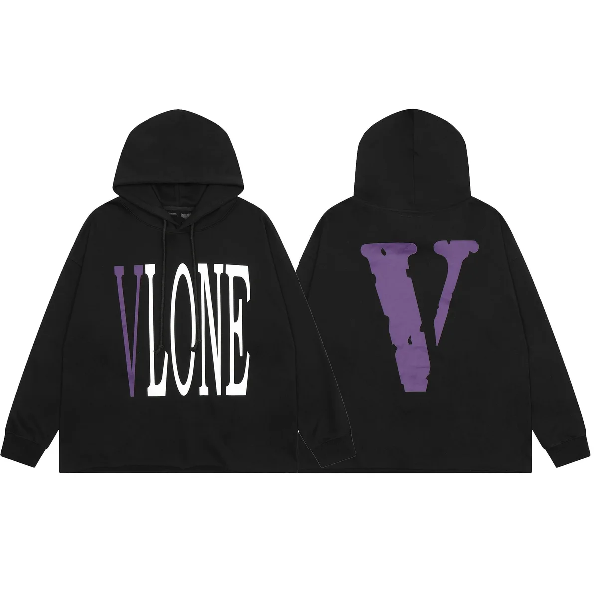 VLONE VLONE Staple Black/Purple Destroyed Hem Hoodie Black