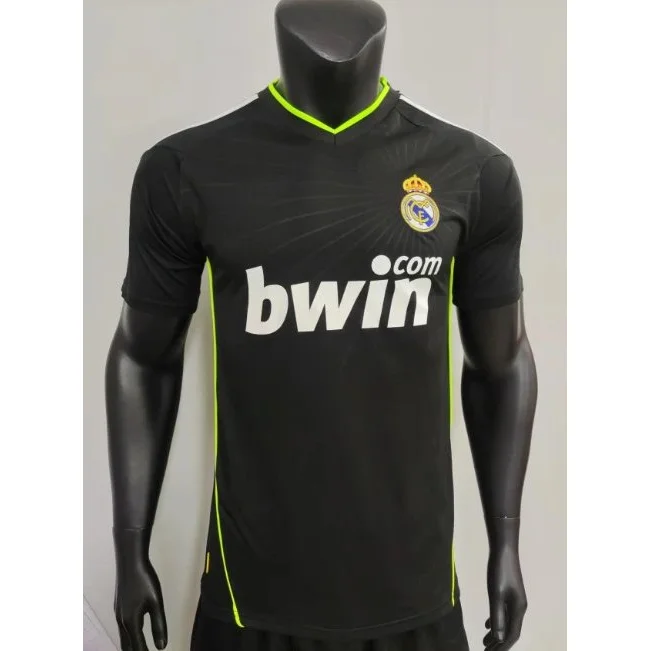 Other 10-11 Real Madrid Away Jersey Black with Neon Green Trim Black - 1
