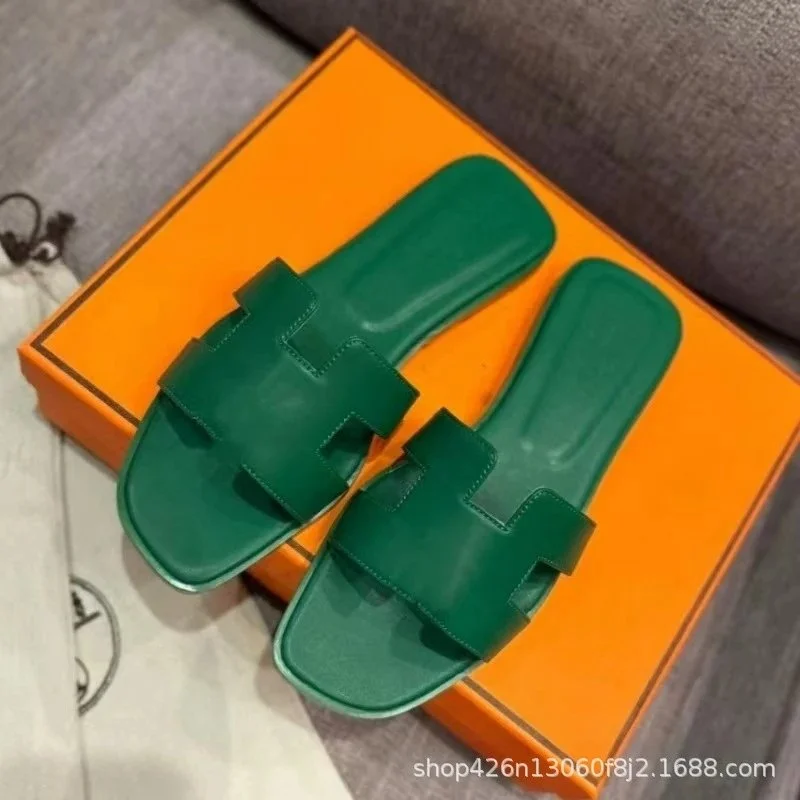 Hermès Hermès Oran Emerald Green Slide Sandals Green
