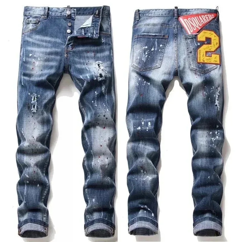 DSQUARED2 DSQUARED2 Blue Badge Distressed Jeans Blue