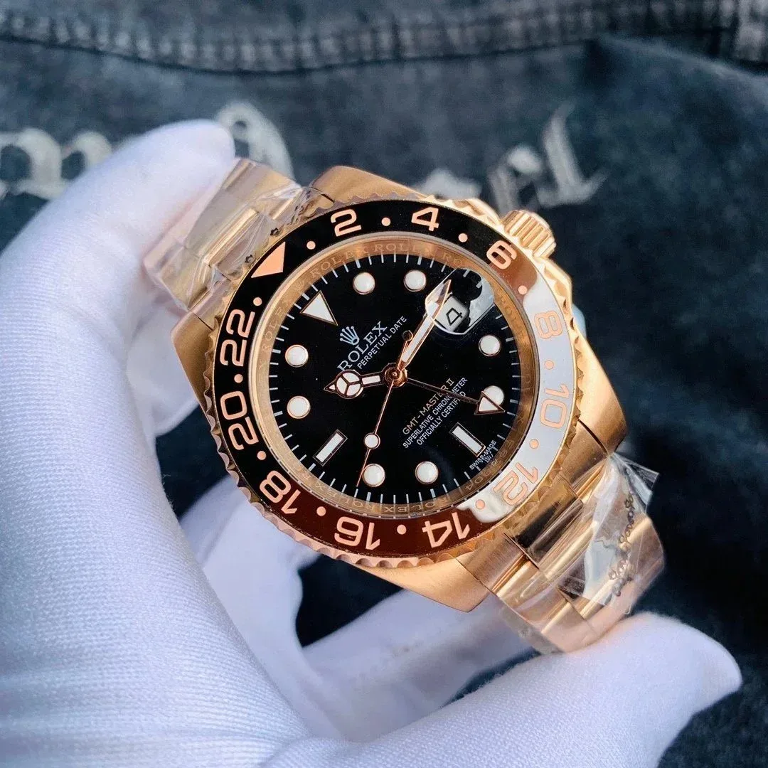 Rolex Rolex GMT-Master II Rose Gold Black Dial Watch Gold - 1