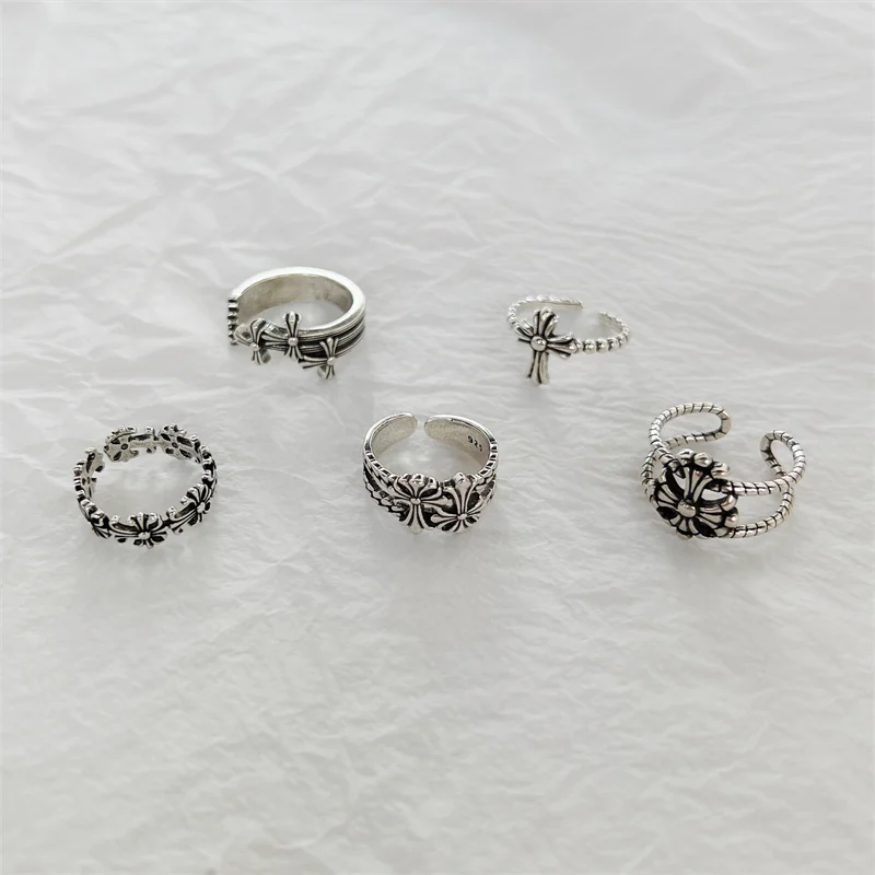 Chrome Hearts Chrome Hearts CH Cross Silver Rings Set Silver