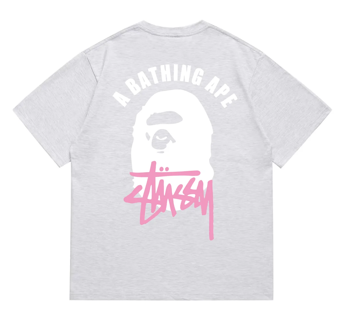 A Bathing Ape A Bathing Ape x Stussy Baby Milo 29 Heather Grey T-Shirt Grey - 1