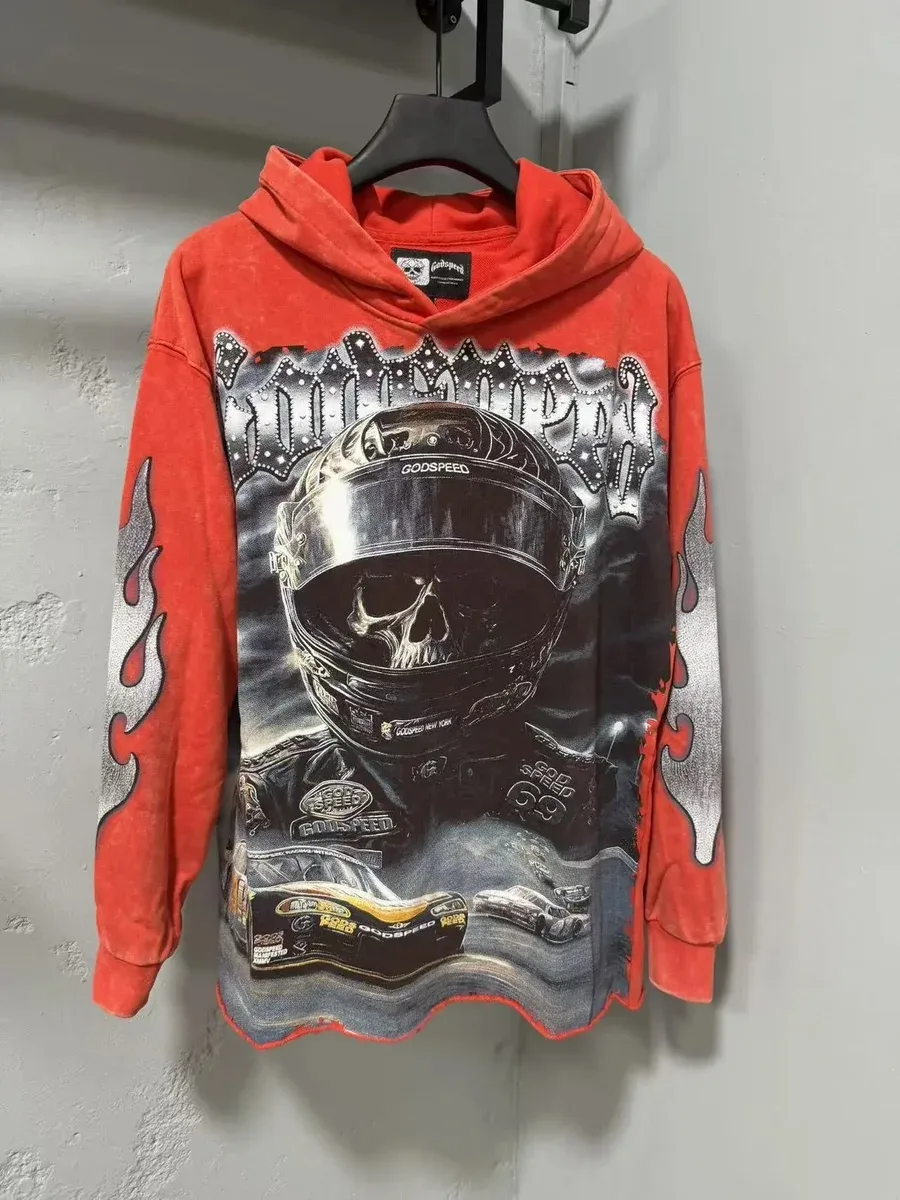 Godspeed Godspeed Washed Red Racing Graphic Hoodie Red - 1