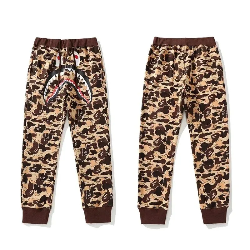 A Bathing Ape BAPE ABC Camo Shark Logo Trousers Brown - 1