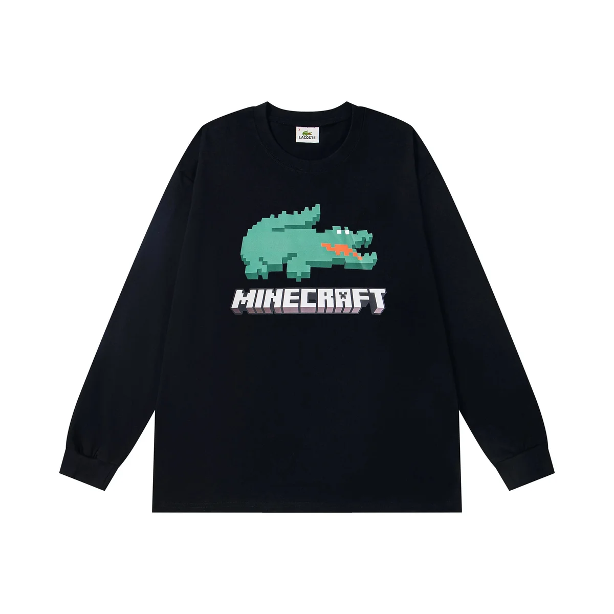 Lacoste Lacoste Minecraft Crocodile Black Long Sleeve T-Shirt Black - 1