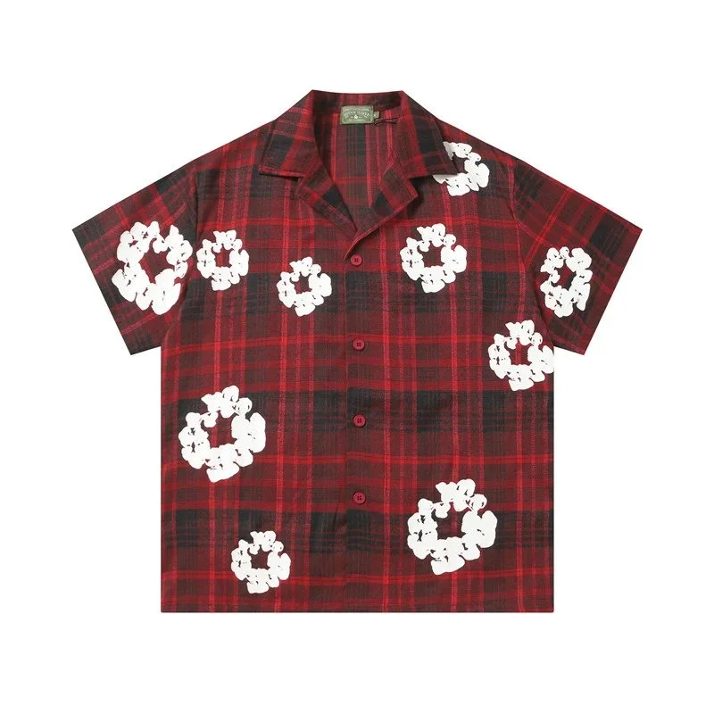 Other Red Plaid Abstract Print Button-Down Shirt Red - 1
