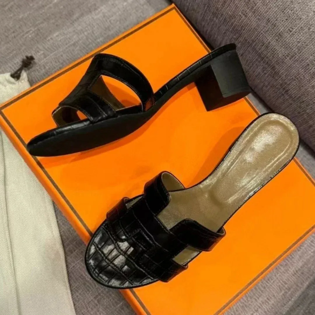 Hermès Hermès T Crocodile Leather Heels Black Sandals Black