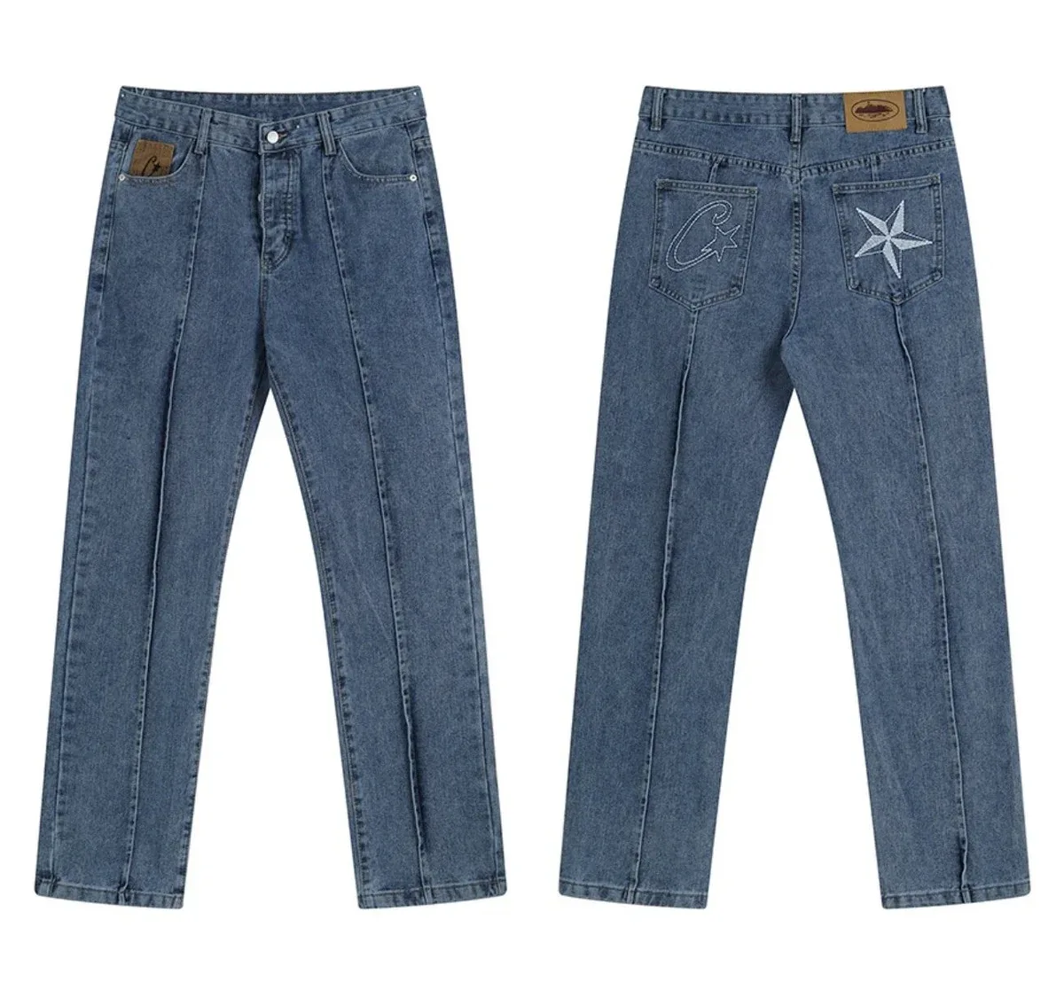 Other Unisex Light Blue Jeans with Star Embroidery Blue - 1
