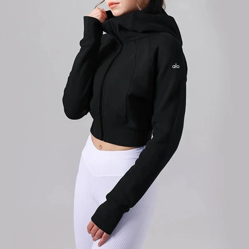 Alo Yoga Alo Advanced Cropped Hoodie Advanced Black Women's Black - 1