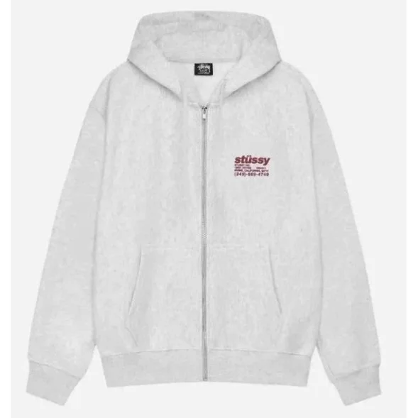 Stussy Stussy Stüssy Zip-Up Hoodie Light Grey Grey - 1
