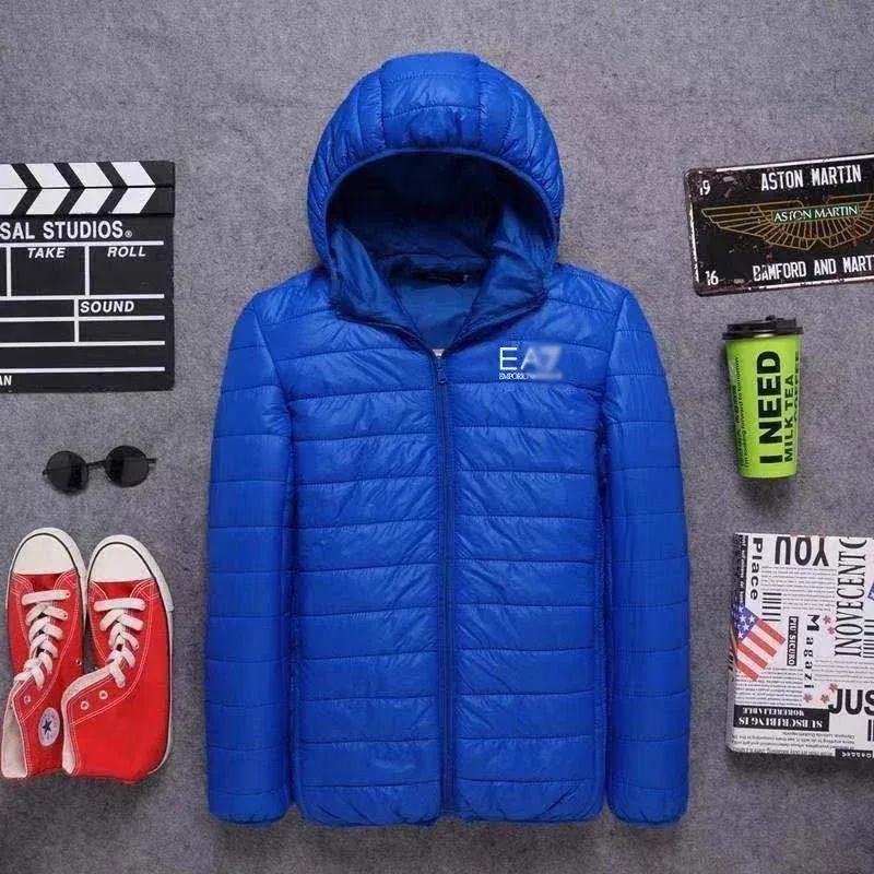 Armani Emporio Armani Blue Lightweight Hooded Parka Blue - 1