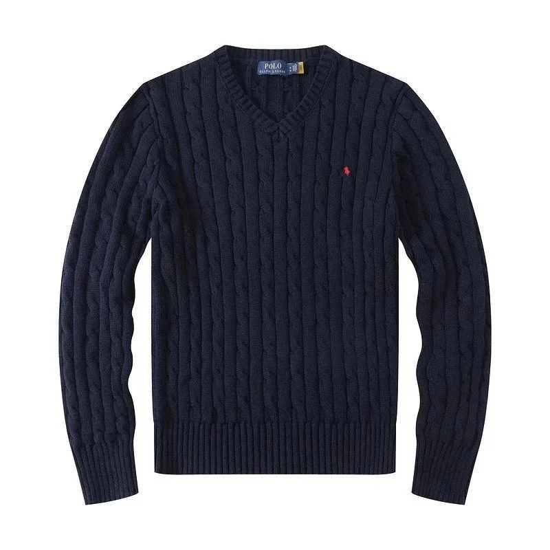 Polo Ralph Lauren Polo Ralph Lauren Cable Knit V-Neck Sweater Navy Navy - 1