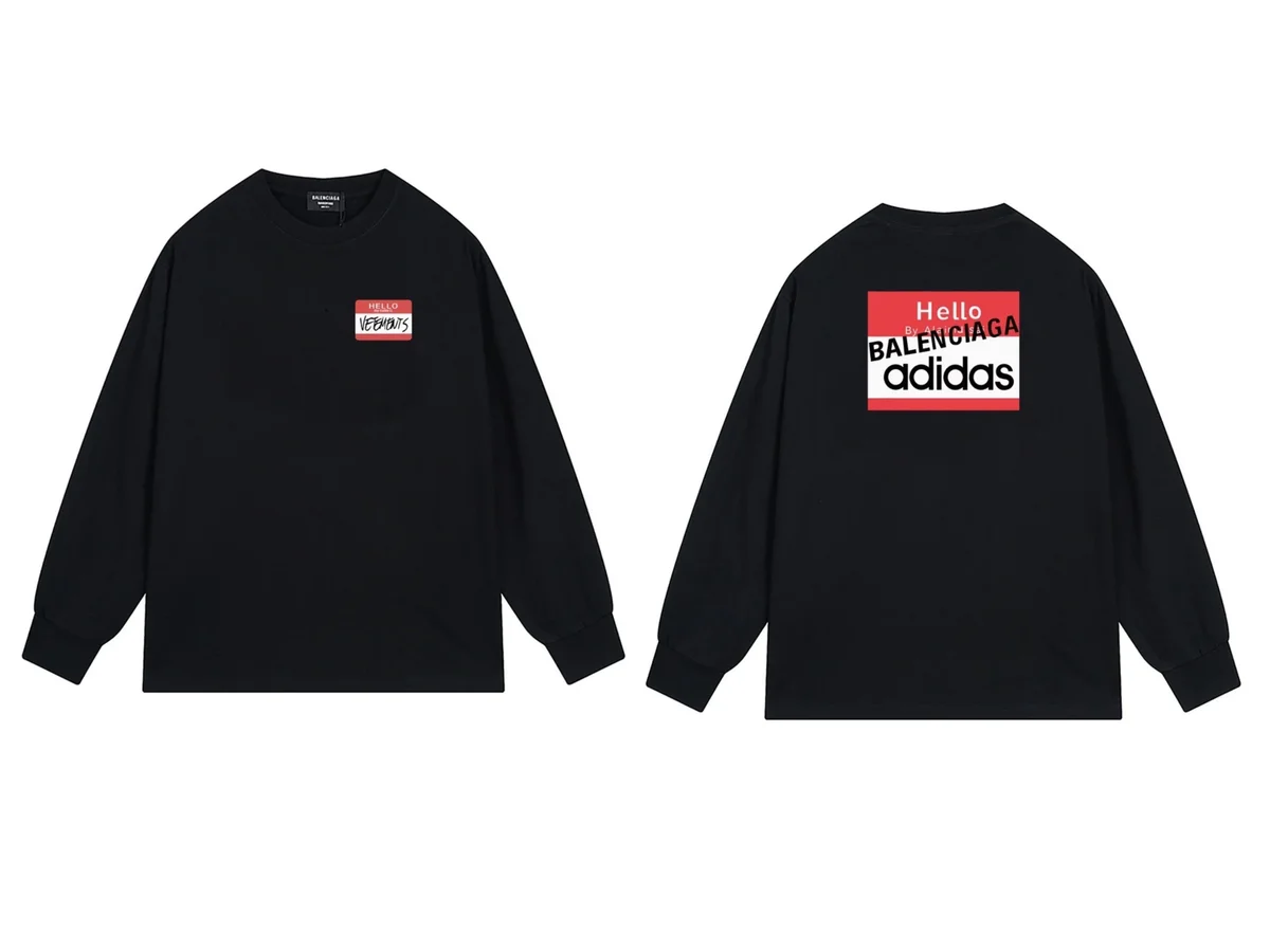 Balenciaga Balenciaga x Adidas Hello Black Long Sleeve T-Shirt Black - 1