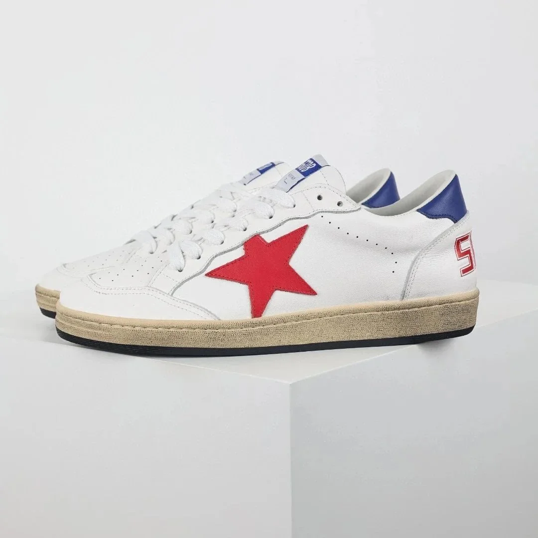 Golden Goose Golden Goose Super-Star White Red Star Blue Heel Sneakers White - 1