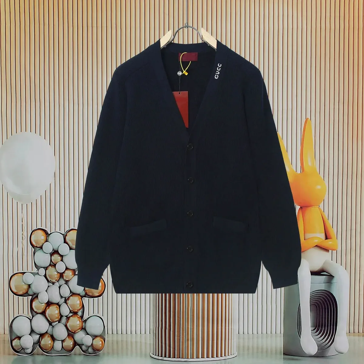 Gucci Gucci Embroidered Letter Cardigan Navy Navy