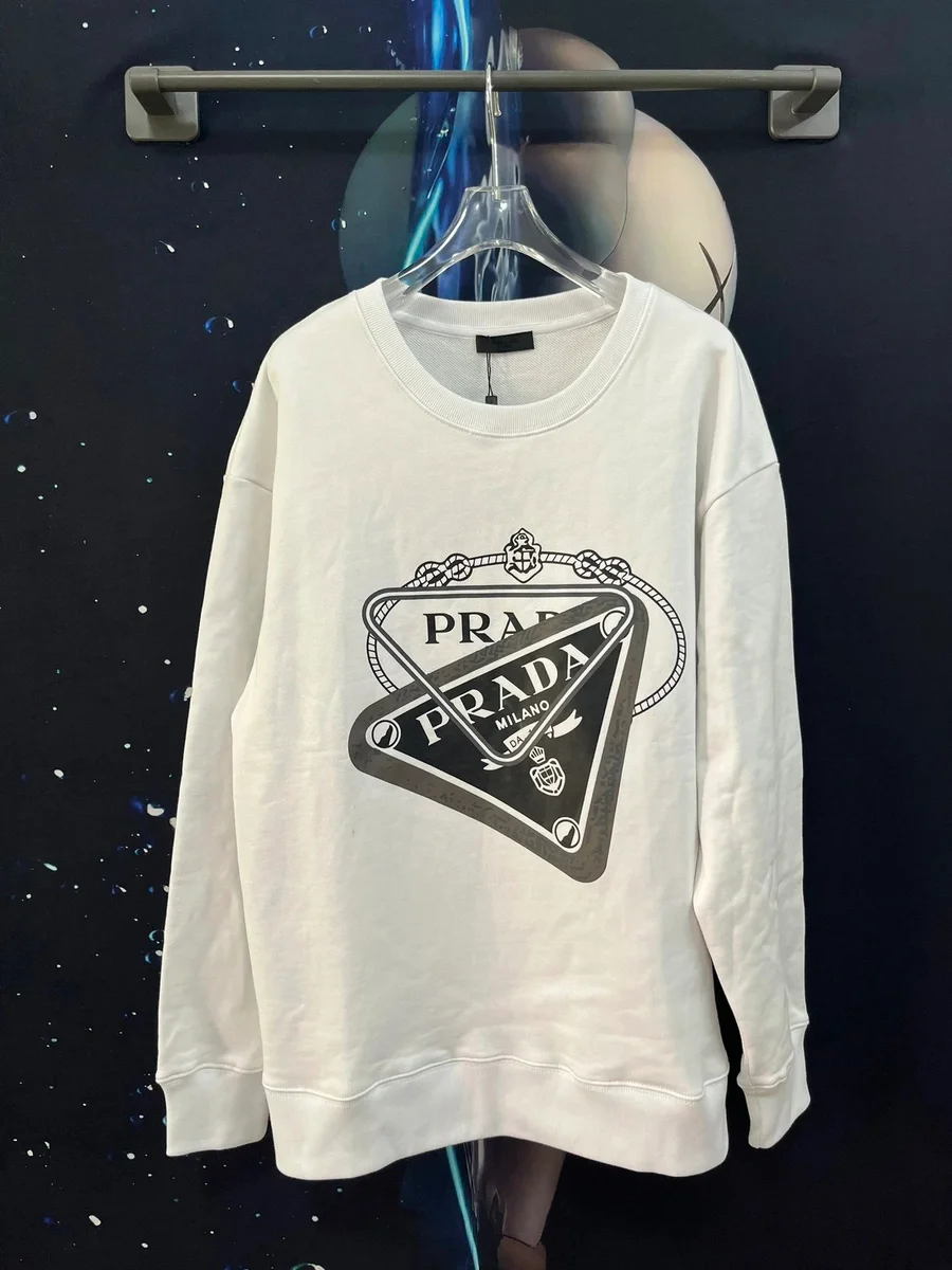 Prada Prada White Logo Print Oversized Sweatshirt White