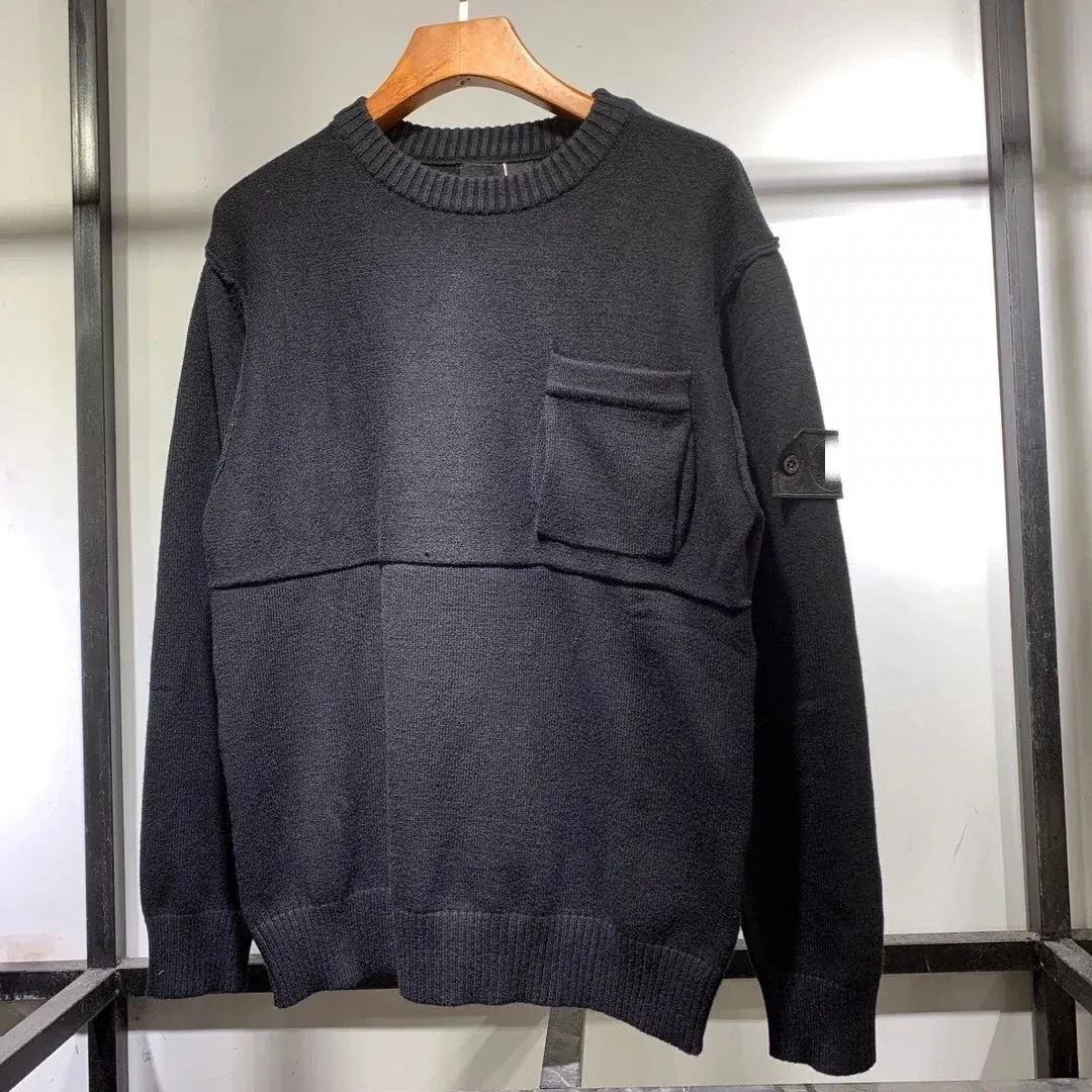 Other Black Knit Sweater with Chest Pocket Black - 1